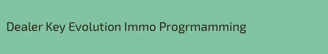 Dealer Key Evolution Immo Progrmamming